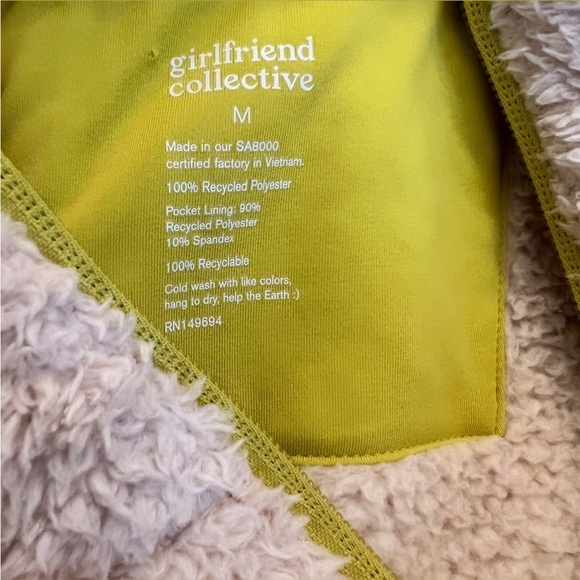 GIRLFRIEND COLLECTIVE Cream & Yellow Trim Half-Zip Fleece Pullover Jacket Size M - Picture 11 of 11